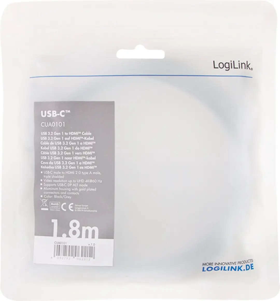 Logilink CUA0101 Verloopstekker USB-C naar HDMI - Zwart/Grijs