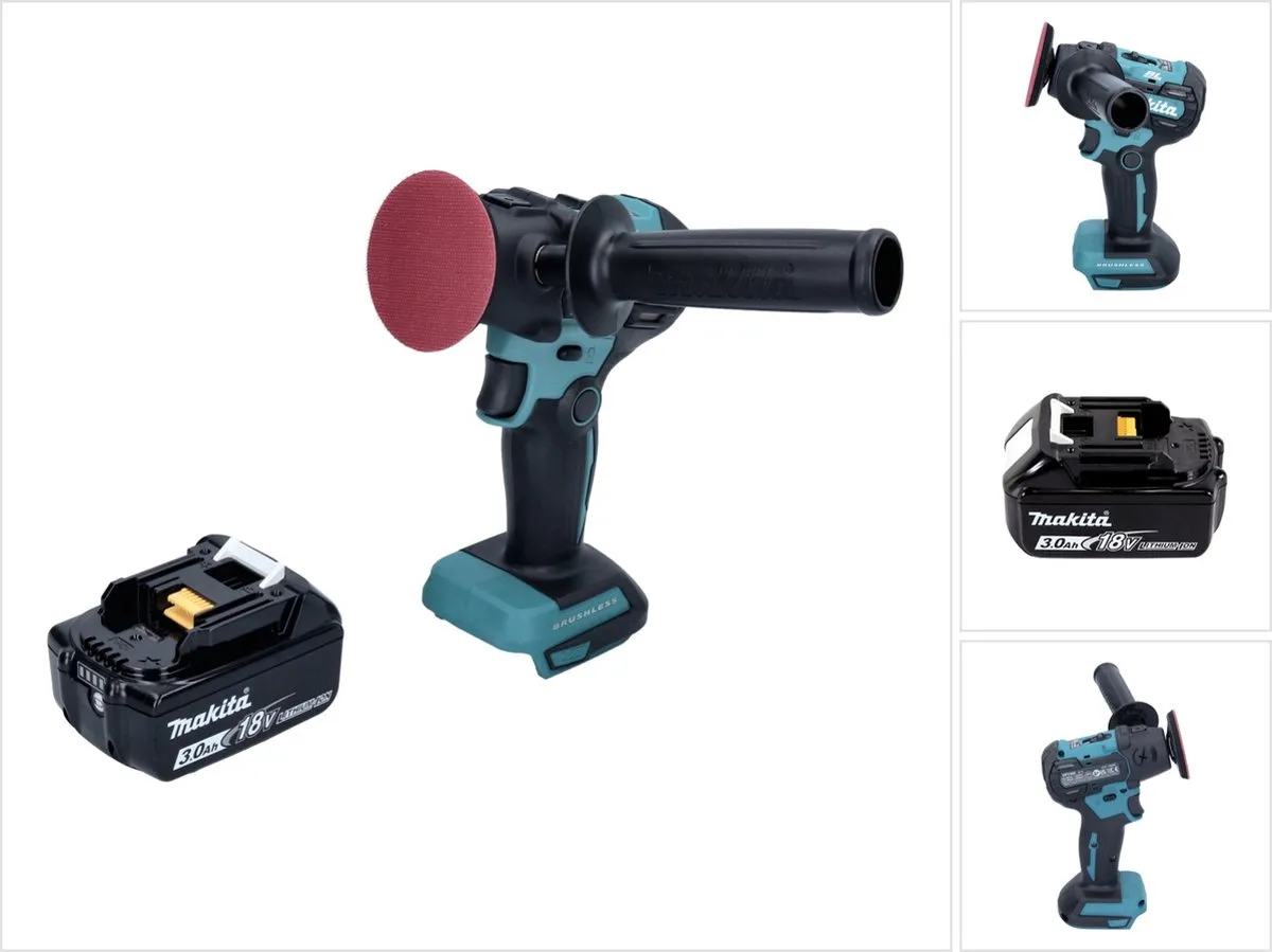 Makita DPV 300 F1 accu-polijstmachine 18 V 50 / 80 mm borstelloos + 1x oplaadbare accu 3.0 Ah - zonder lader