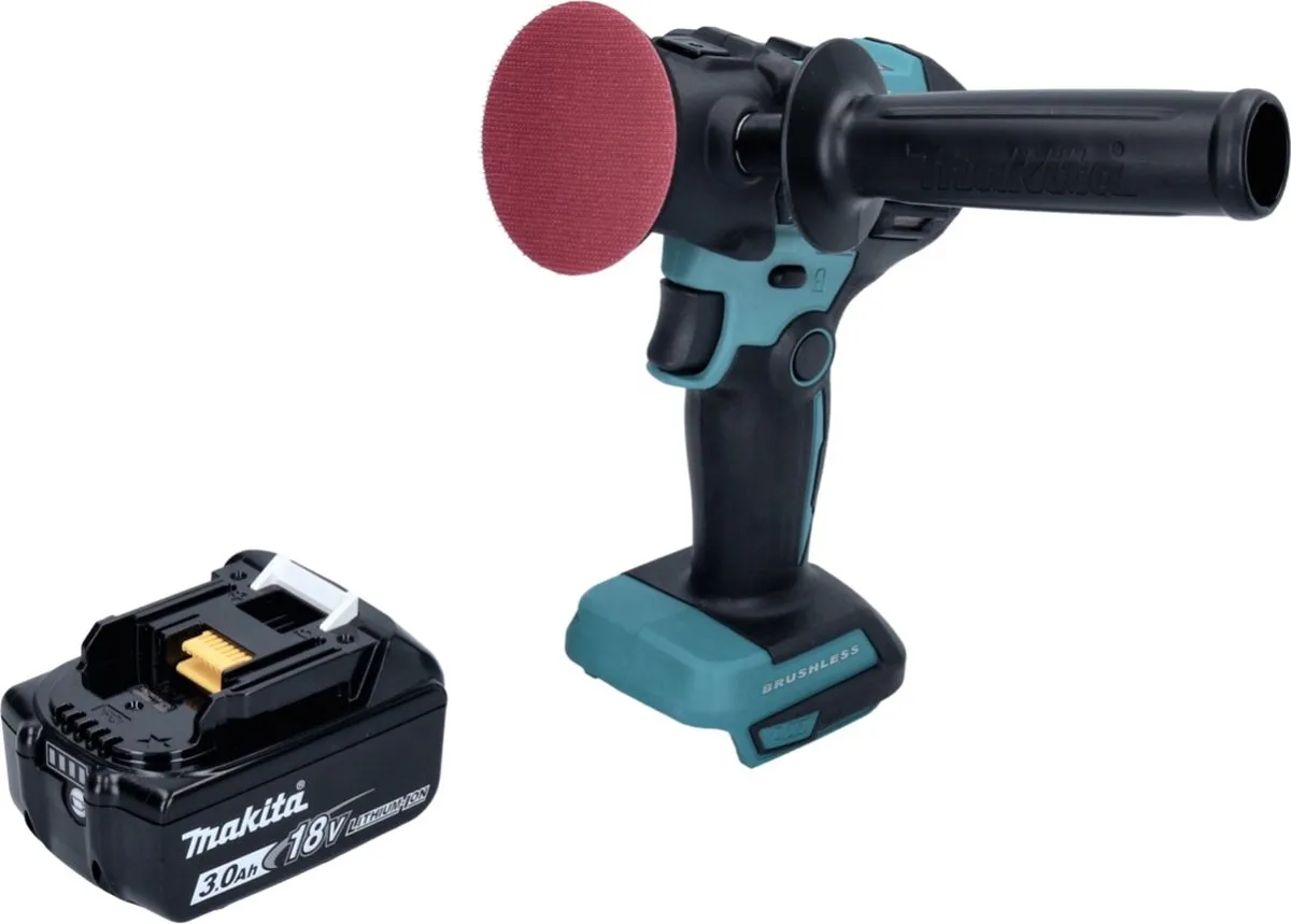 Makita DPV 300 F1 accu-polijstmachine 18 V 50 / 80 mm borstelloos + 1x oplaadbare accu 3.0 Ah - zonder lader