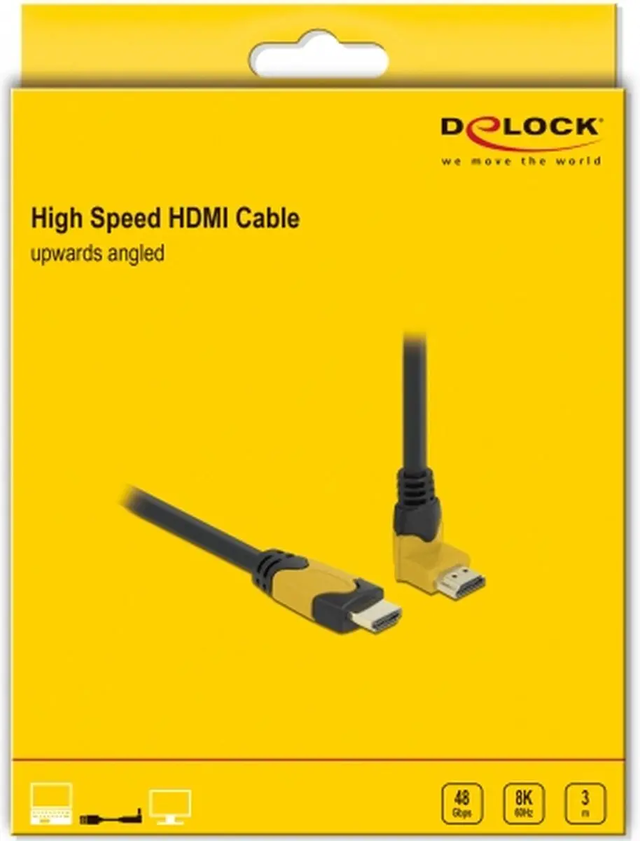 Delock HDMI Kabel 2.1 8K 60Hz 3m - 90° Haaks