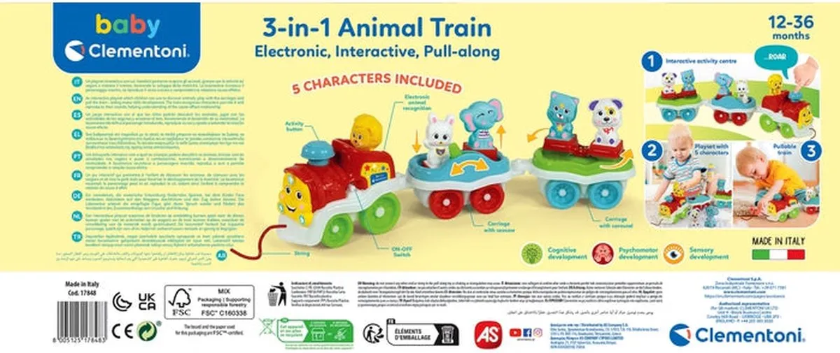 Clementoni 3-in-1 Dierentrein - 5 Dieren - Multicolor