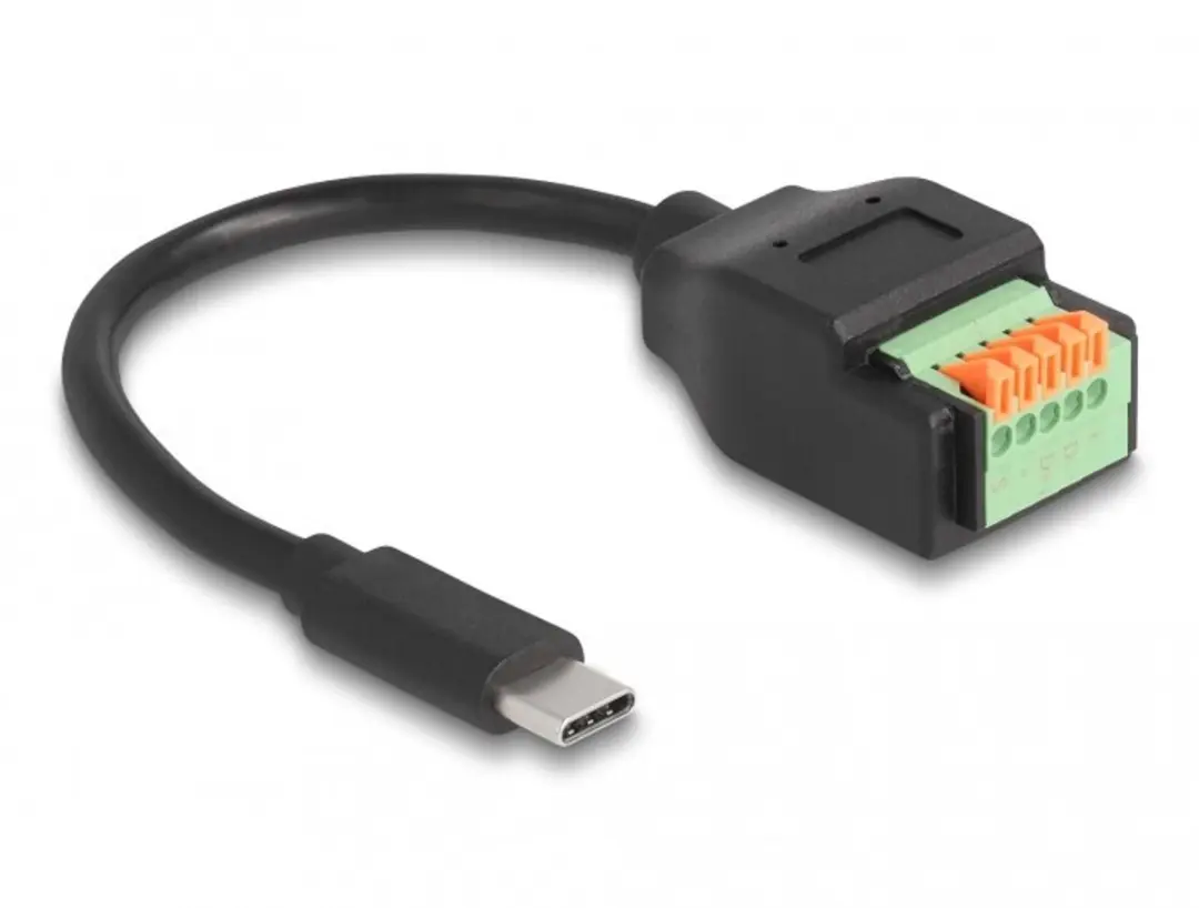 Delock USB Type-C naar Terminal Block Adapter - 15cm - Zwart