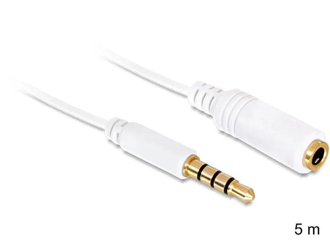 Delock 3,5mm Jack 4-polig Verlengkabel AWG24 - 5m - Wit