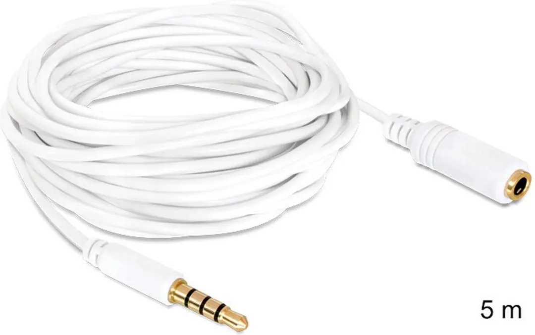 Delock 3,5mm Jack 4-polig Verlengkabel AWG24 - 5m - Wit