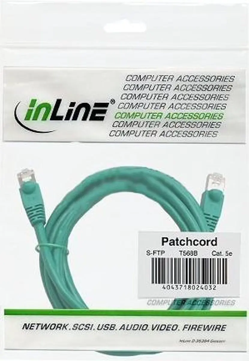 InLine Patchkabel F/UTP Cat.5e Groen 0,3m