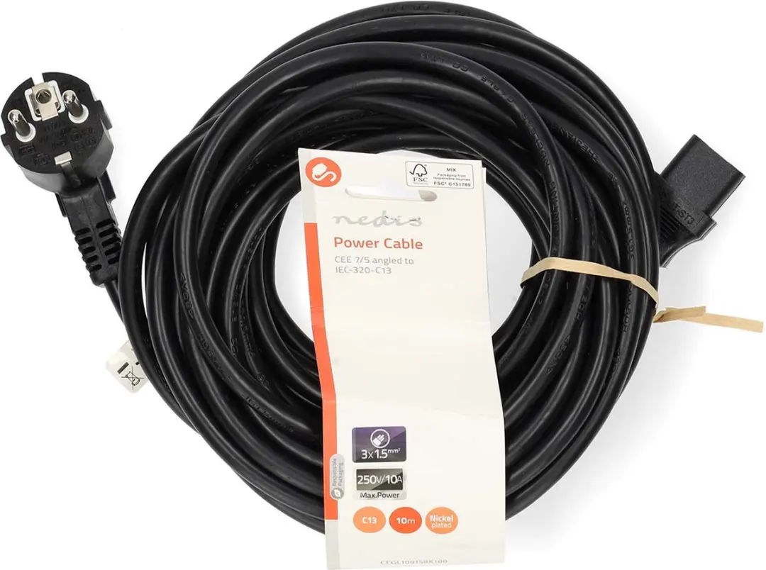 Nedis Stroomkabel Type F CEE 7/7 Male IEC-320-C13 - 10m - Zwart