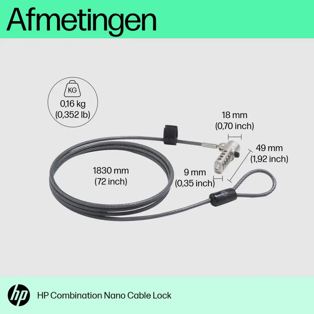 HP Laptopslot Cijferslot 1.83 m Nano Combination Lock