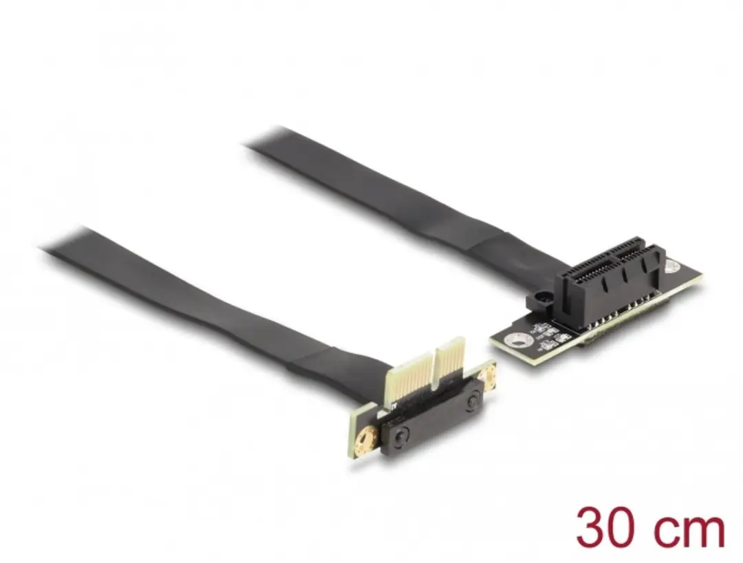 Delock PCIe Riser Kaart x1 90° - 30cm Kabel - Zwart