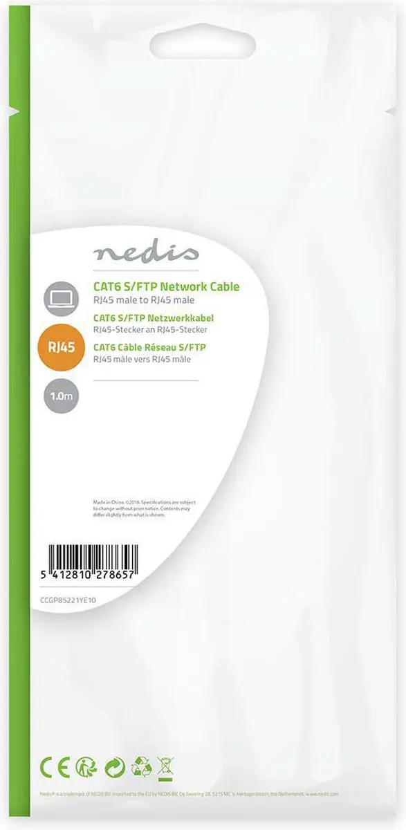 Nedis CAT6 Netwerkkabel CCGP85221YE10 - 1m - Geel