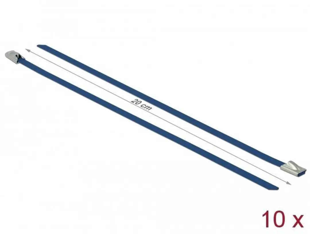 Delock Roestvrijstalen Kabelbinders 200x4.6mm - Blauw - 10 Stuks