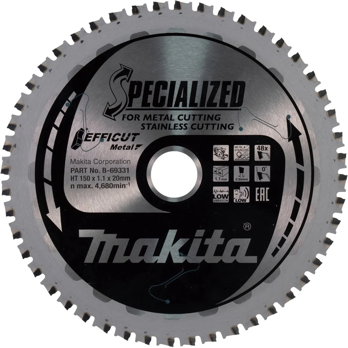 Makita B-69294 Cirkelzaagblad RVS/Staal 150mm - 48T