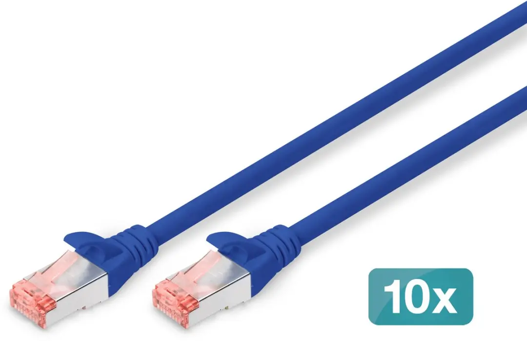 Digitus CAT6 sFTP Kabel 0.5m - Blauw - 10 Stuks