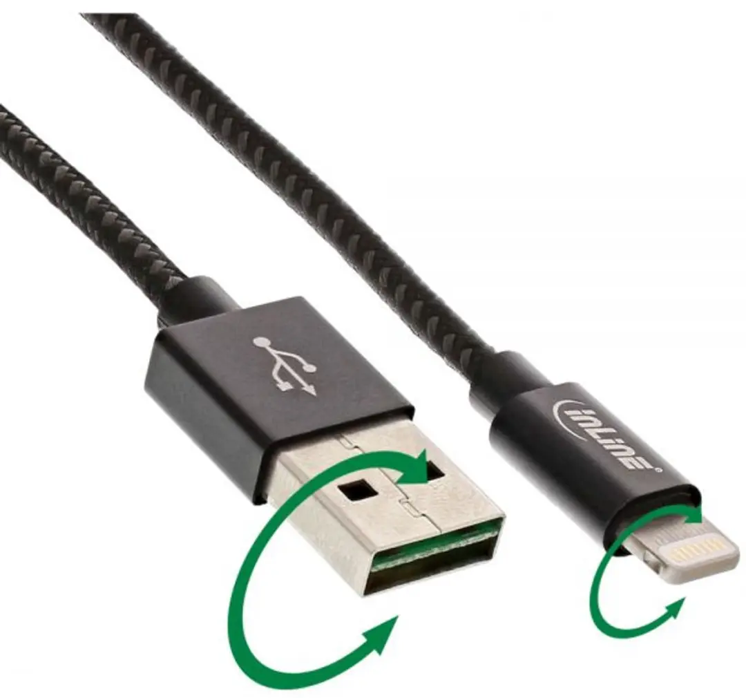 InLine Lightning naar USB Kabel INL-31411B - 1m - Zwart