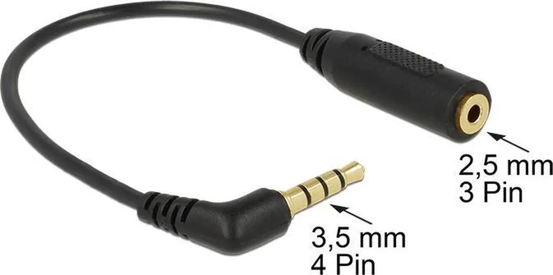 Delock 3,5mm Jack naar 2,5mm Jack Adapter - 0,15m - Zwart