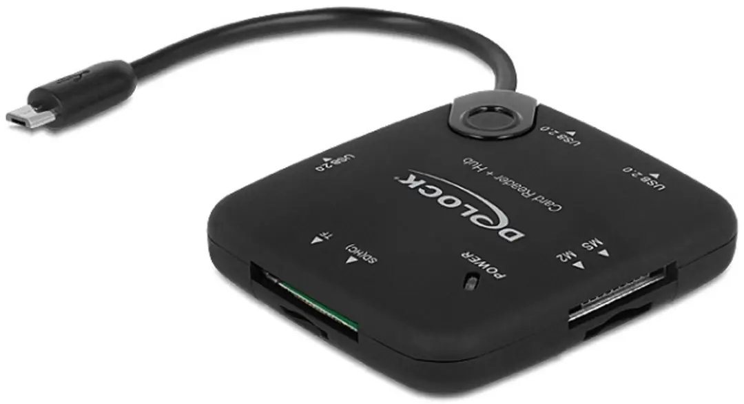 Delock 65529 Micro USB OTG Kaartlezer & 3-poorts USB Hub