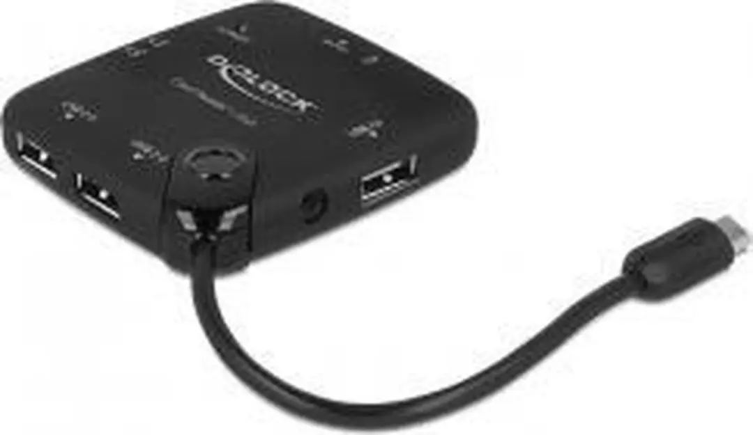 Delock 65529 Micro USB OTG Kaartlezer & 3-poorts USB Hub - Zwart