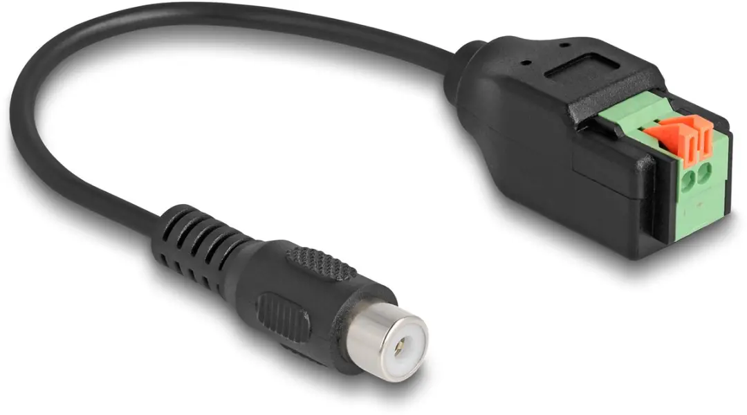 Delock RCA naar Terminal Block Adapter 15cm - Zwart/ Groen