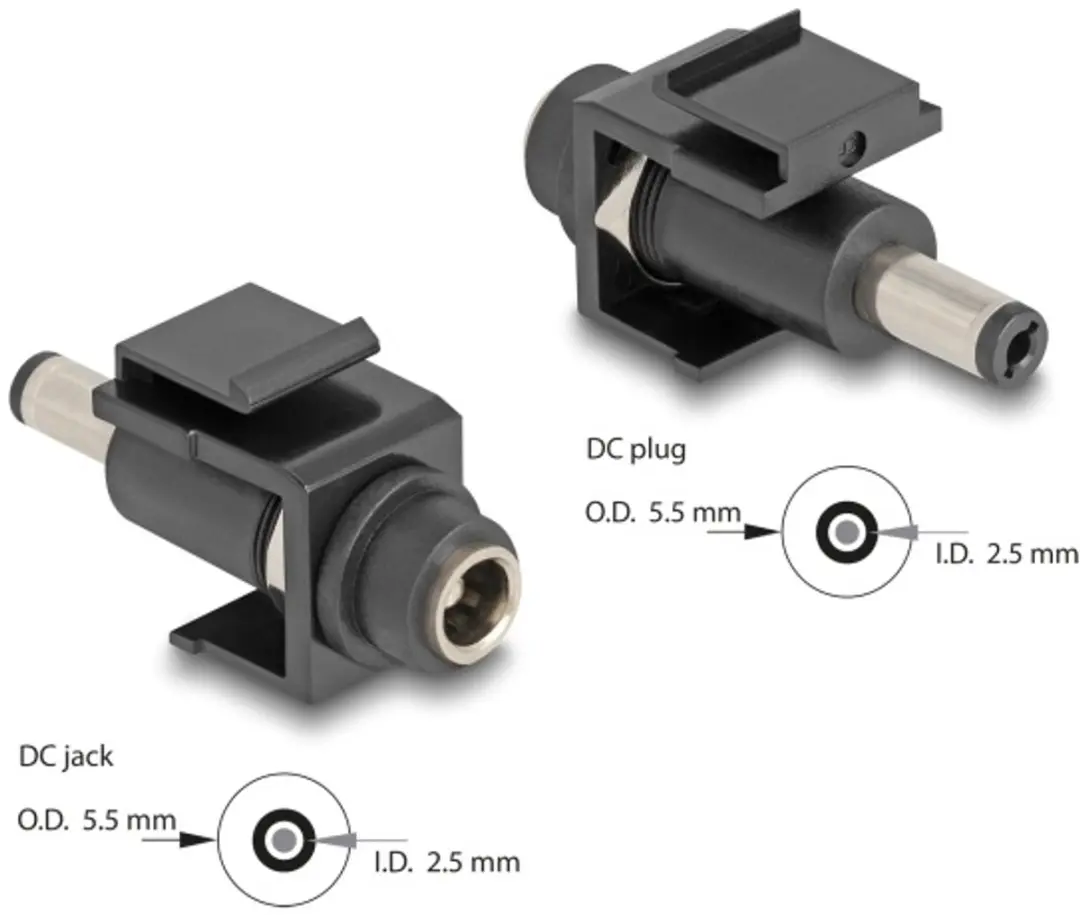 Delock Keystone Module DC 5.5x2.5mm - Zwart