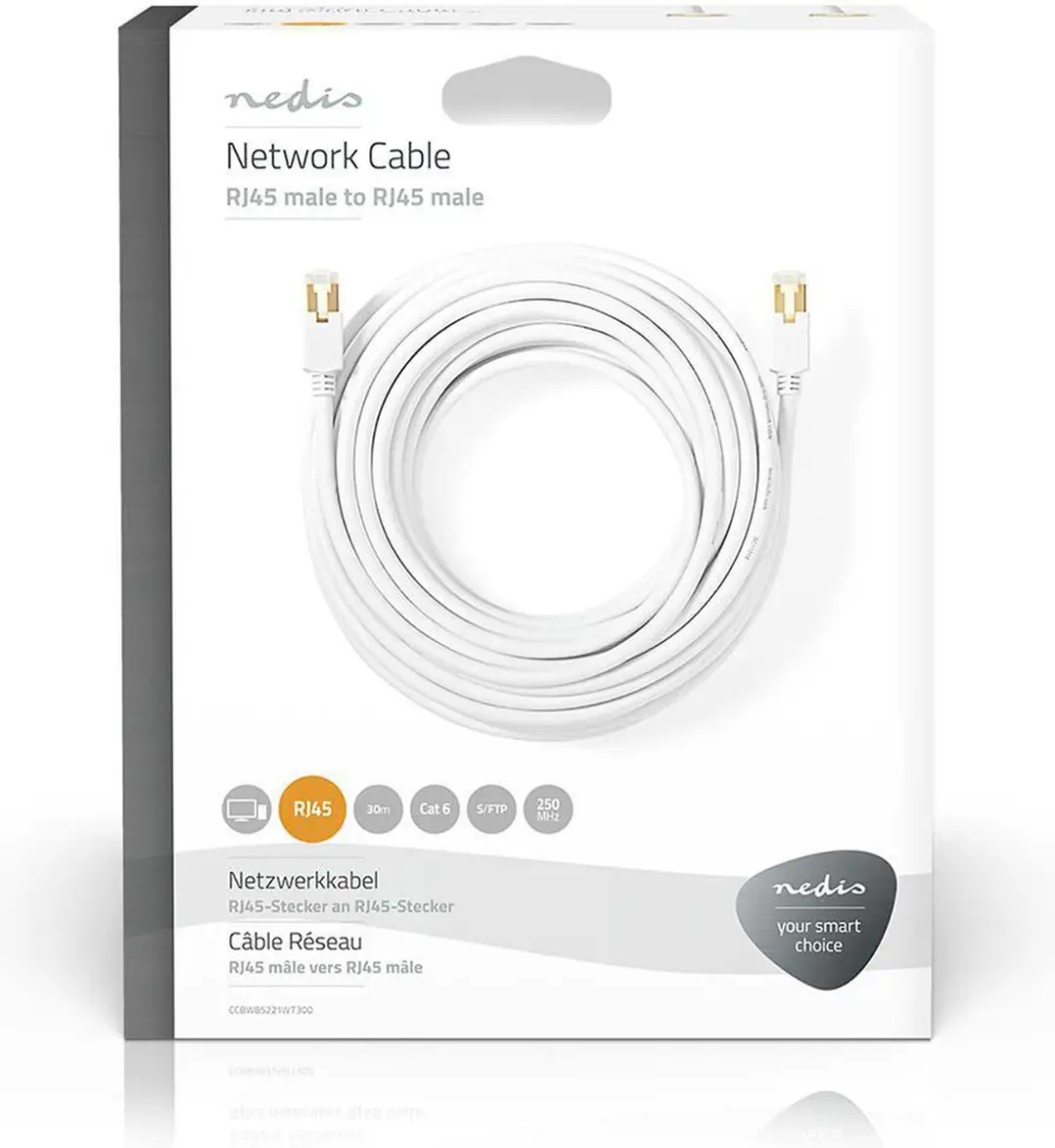 Nedis CAT6 Netwerkkabel RJ45 Male - 30m - Wit
