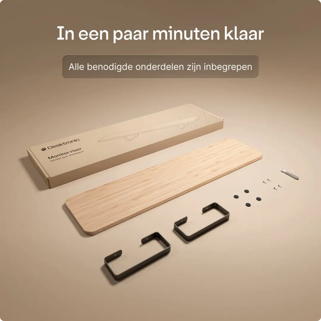 Desktronic Monitorstandaard 2 Schermen Zwart/Bamboe - 114 x 28cm
