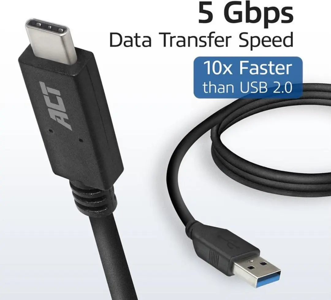 ACT USB 3.0 Kabel AC7417 USB-A naar USB-C 2m - Zwart