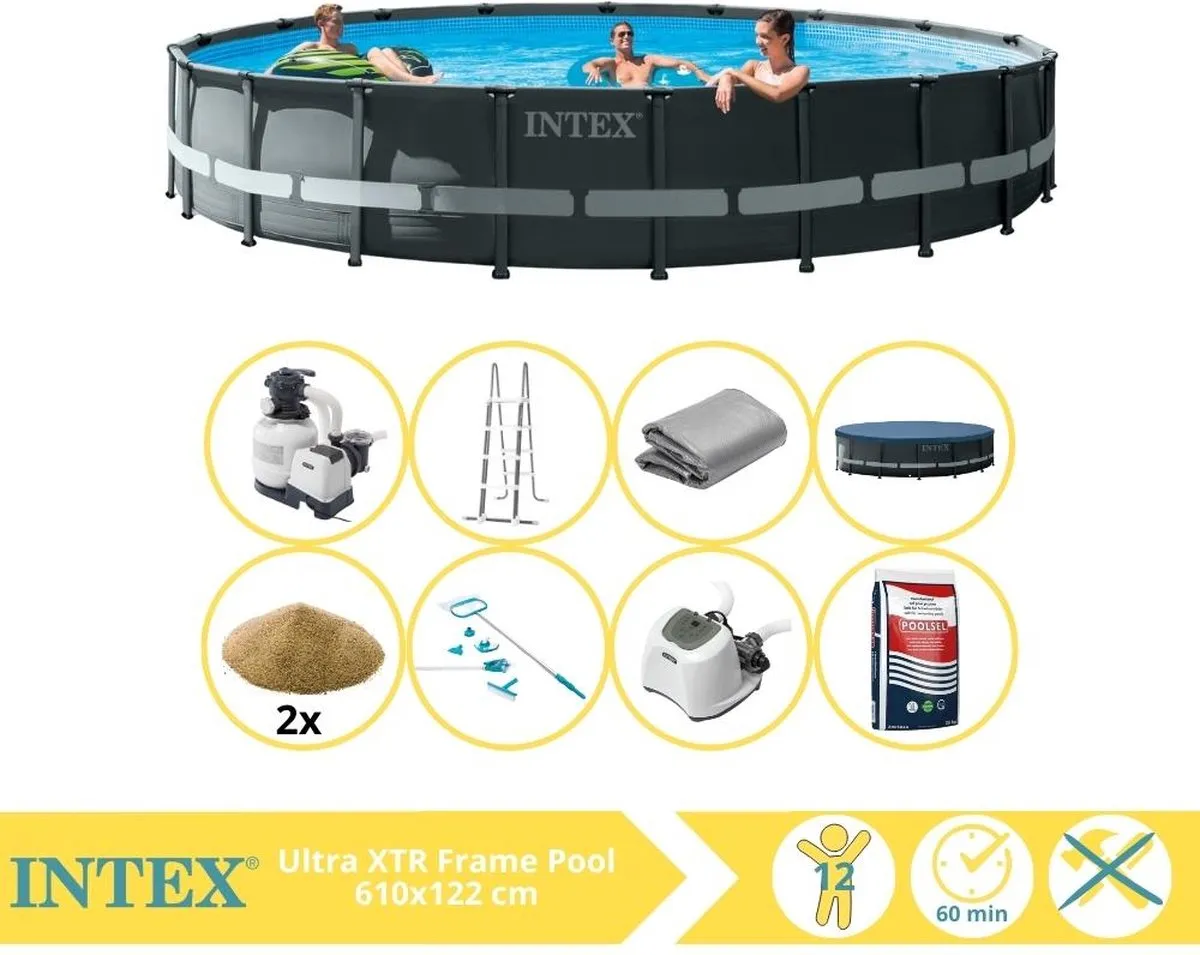 Intex Ultra XTR Frame 26334GN Opzetzwembad 610x122cm - Grijs