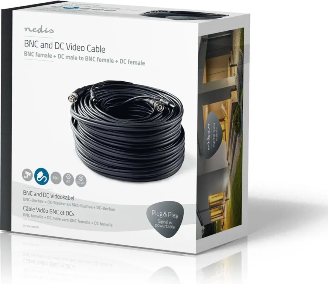 Nedis CCTV-Security Kabel BNC/DC 30m - Zwart