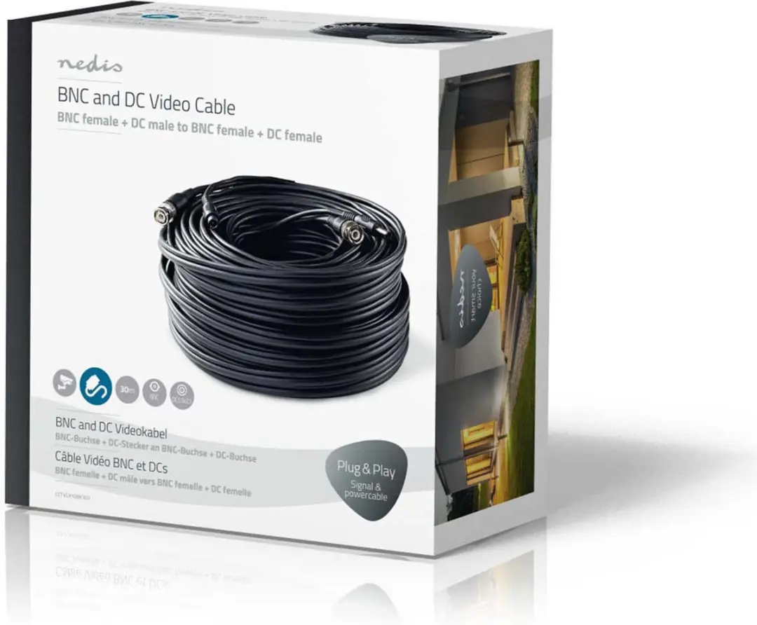 Nedis CCTV-Security Kabel BNC/DC 30m - Zwart - afbeelding 6 van 6