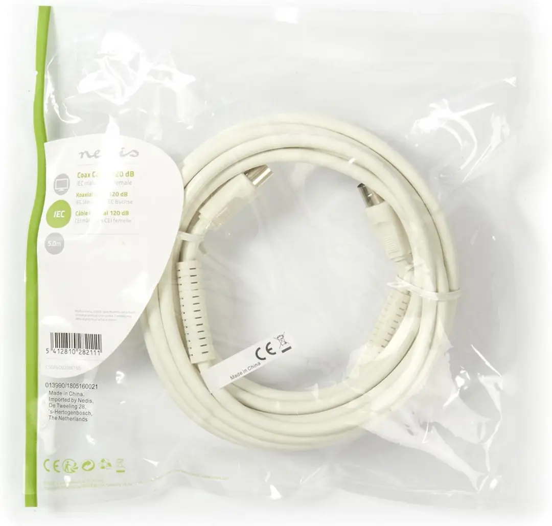 Nedis Coaxkabel CSGL40020WT50 - 5m - 75 Ohm - Wit