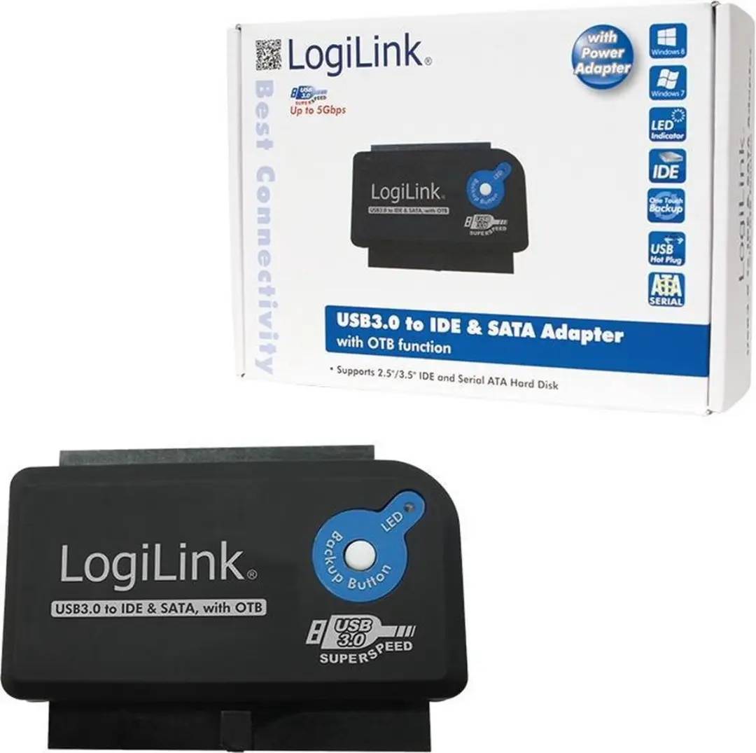 Logilink AU0012A USB 3.0 naar SATA Adapter - Zwart