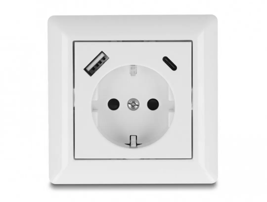 Delock Inbouwstopcontact USB-A QC + USB-C PD 18W - Wit