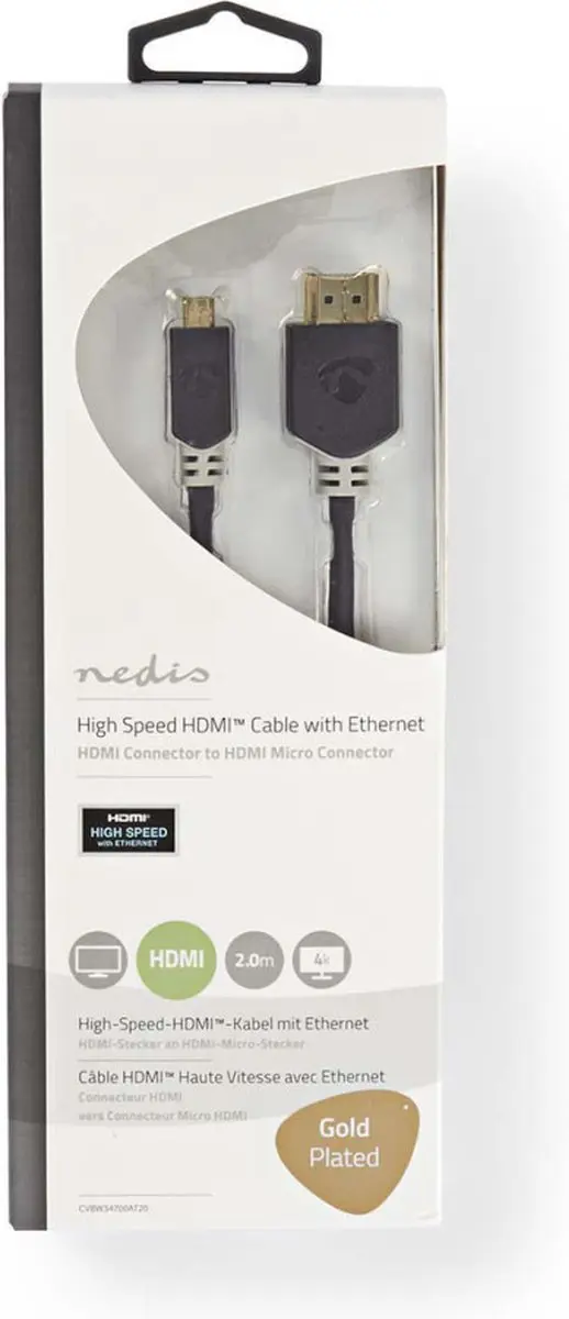 Nedis High Speed HDMI-Kabel CVBP34700AT20 - 4K@30Hz - 2m - Antraciet