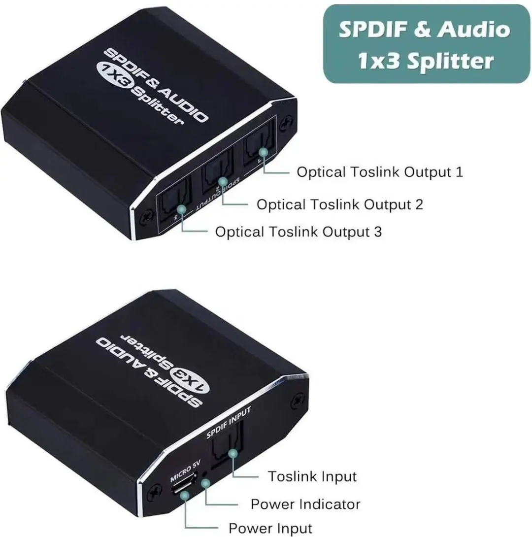 NÖRDIC SGM-144 SPDIF Digitale Optische Audio Switch 1 naar 3 - Zwart - afbeelding 6 van 6