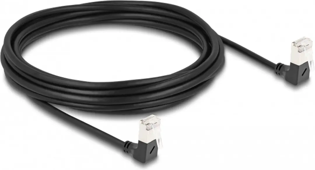 Delock Cat.6A S/FTP RJ45 Kabel 90° - 5m - Zwart
