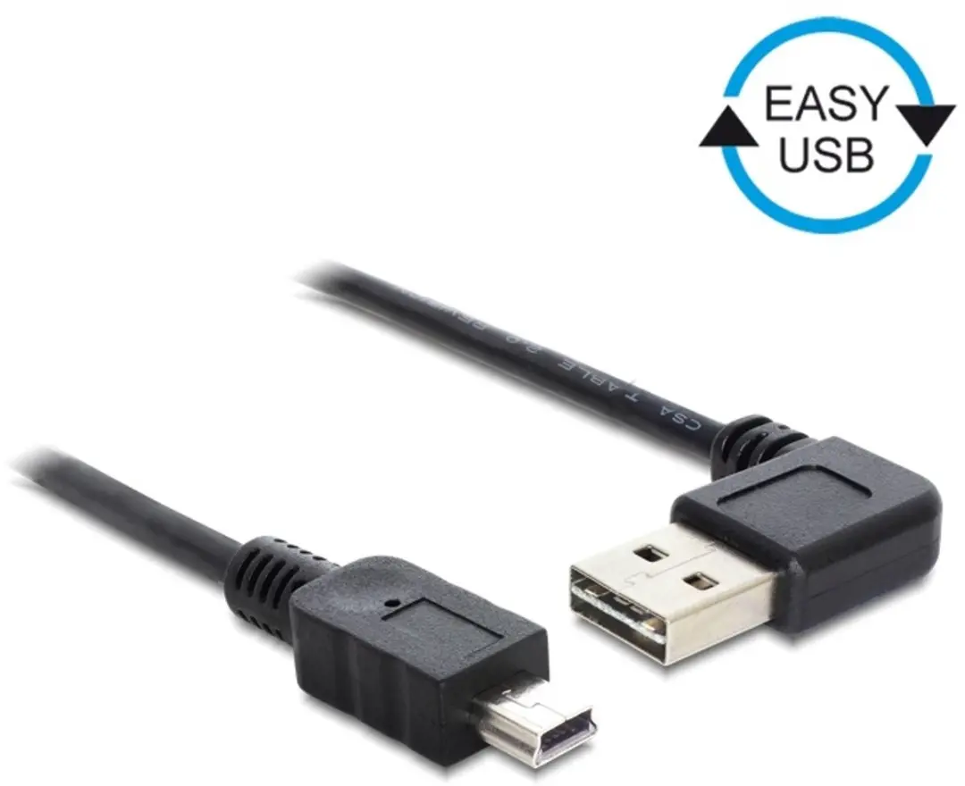 Delock Mini USB naar Easy-USB-A Haaks Kabel USB2.0 2A