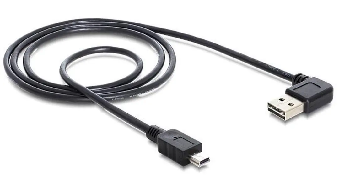 Delock Mini USB naar Easy-USB-A Haaks Kabel USB2.0 2A - 2m - Zwart