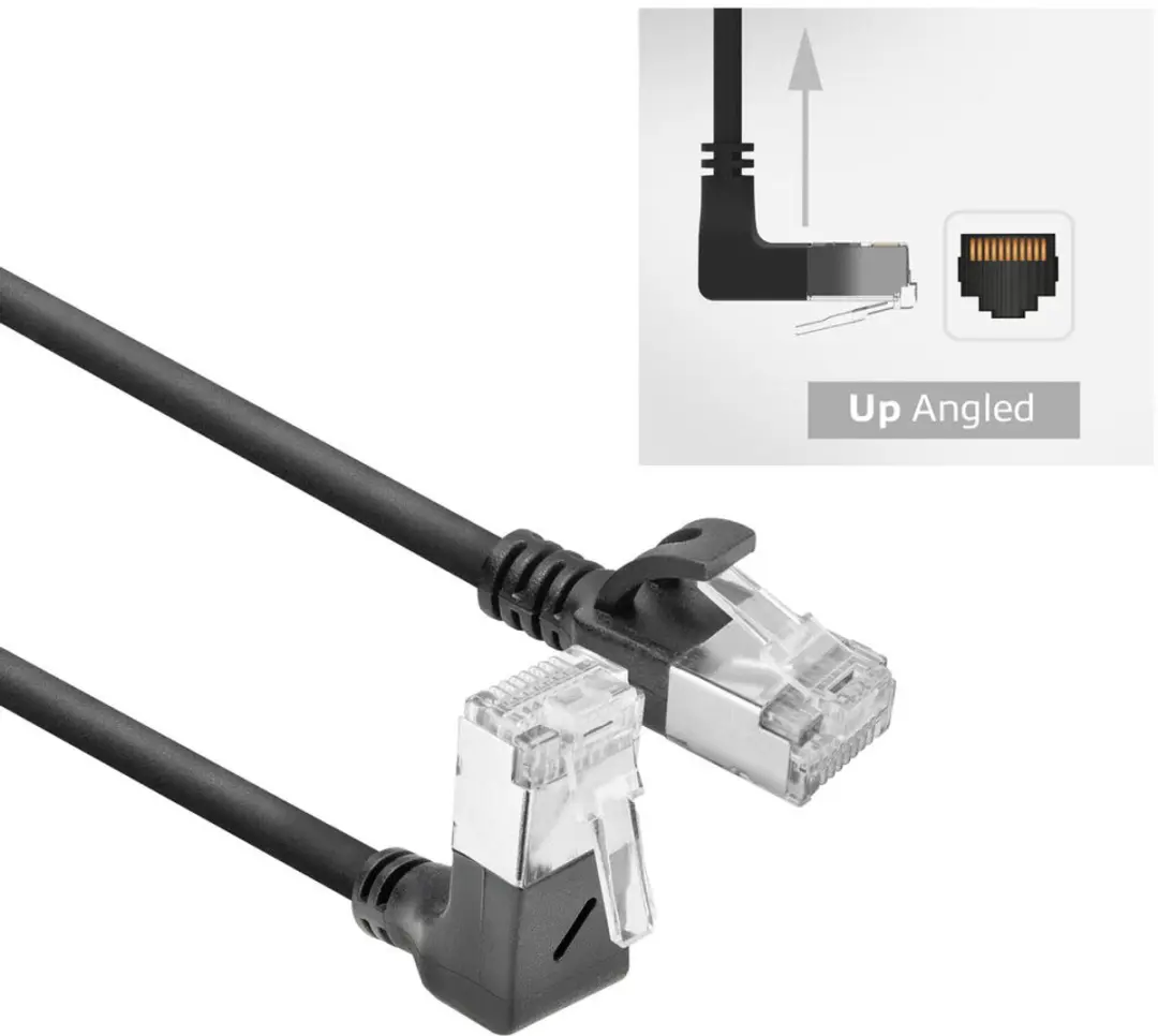 ACT DA4900 Patchkabel CAT6A U/FTP 0,5m - Zwart 90°