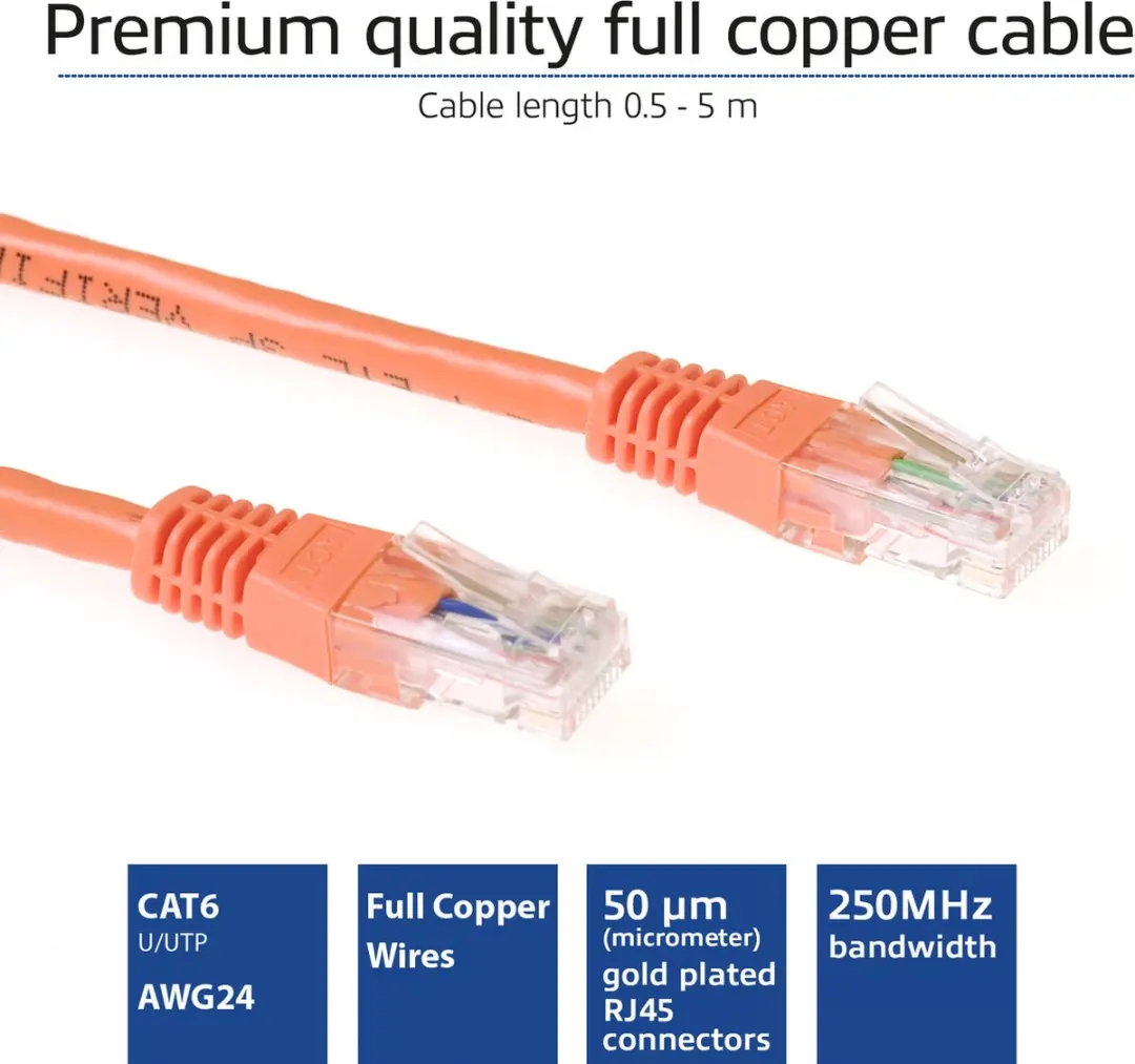 ACT IB1551 U/UTP CAT6 Patchkabel 1,5m - Oranje