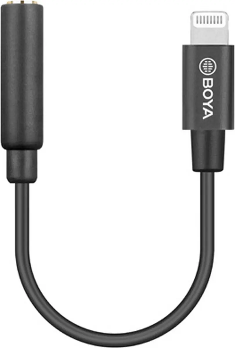 Boya BY-K3 Adapter 3,5mm TRRS naar Lightning - Zwart