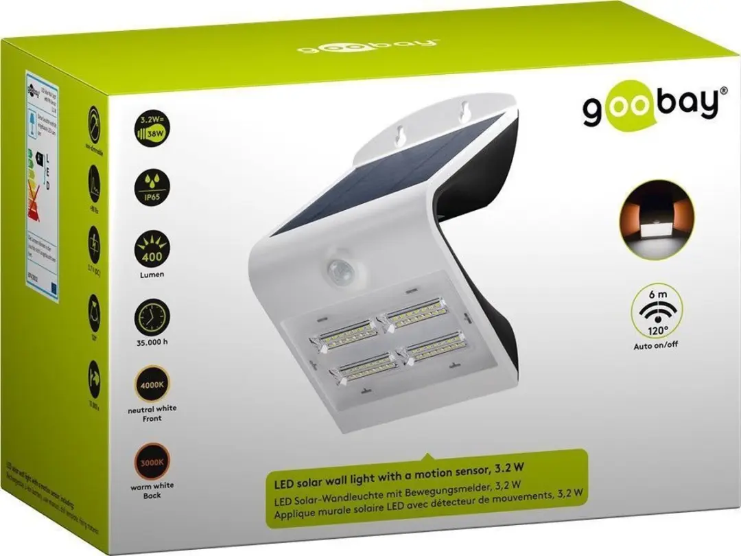 Goobay 45808 LED Wandlamp - 3,2W Wit - Bewegingsensor