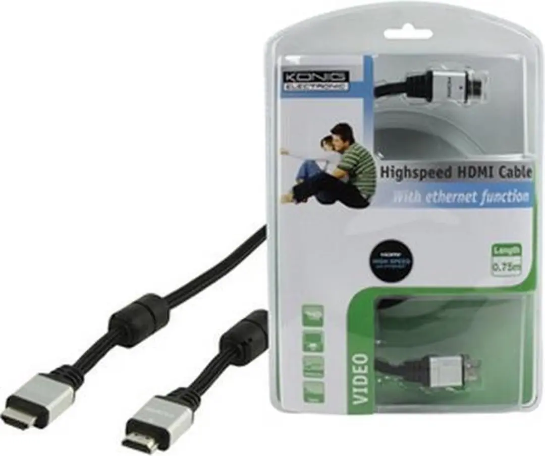 König, High Speed HDMI Kabel met Ethernet, 0.75m