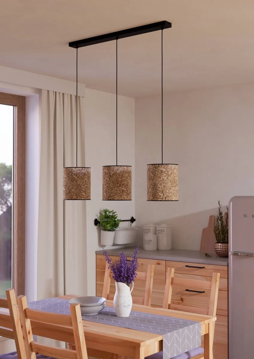Eglo Butterburn Hanglamp E27 - 86cm - Zwart/Beige - afbeelding 6 van 6