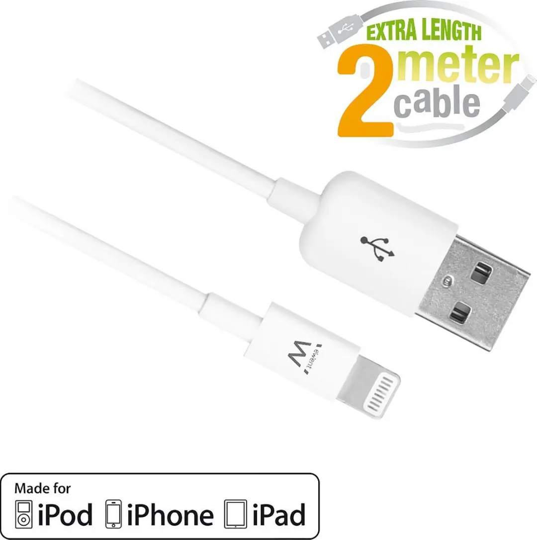 Ewent USB Lightning Kabel 2.0M - Wit