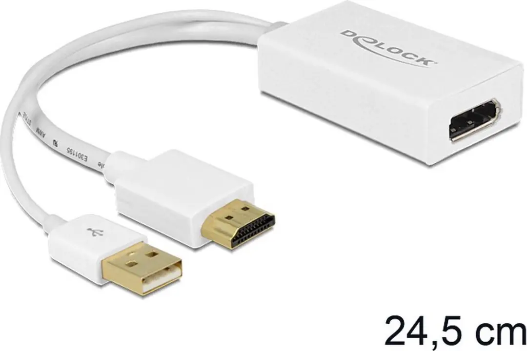 Delock HDMI naar DisplayPort Adapter 4K 30Hz - Wit