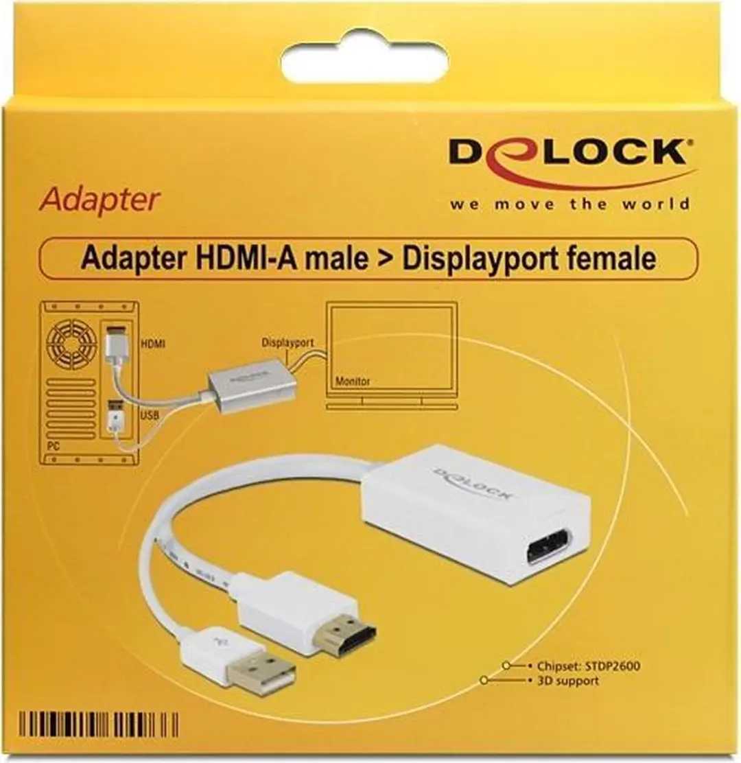 Delock HDMI naar DisplayPort Adapter 4K 30Hz - Wit