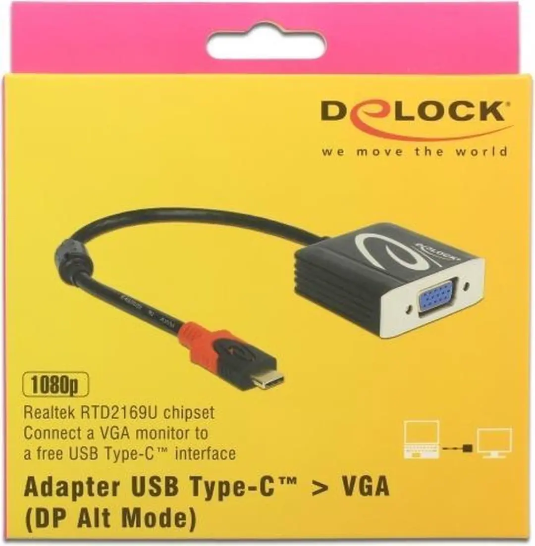 Delock USB-C naar VGA Adapter DP Alt Mode 1920x1200 - 0,2m