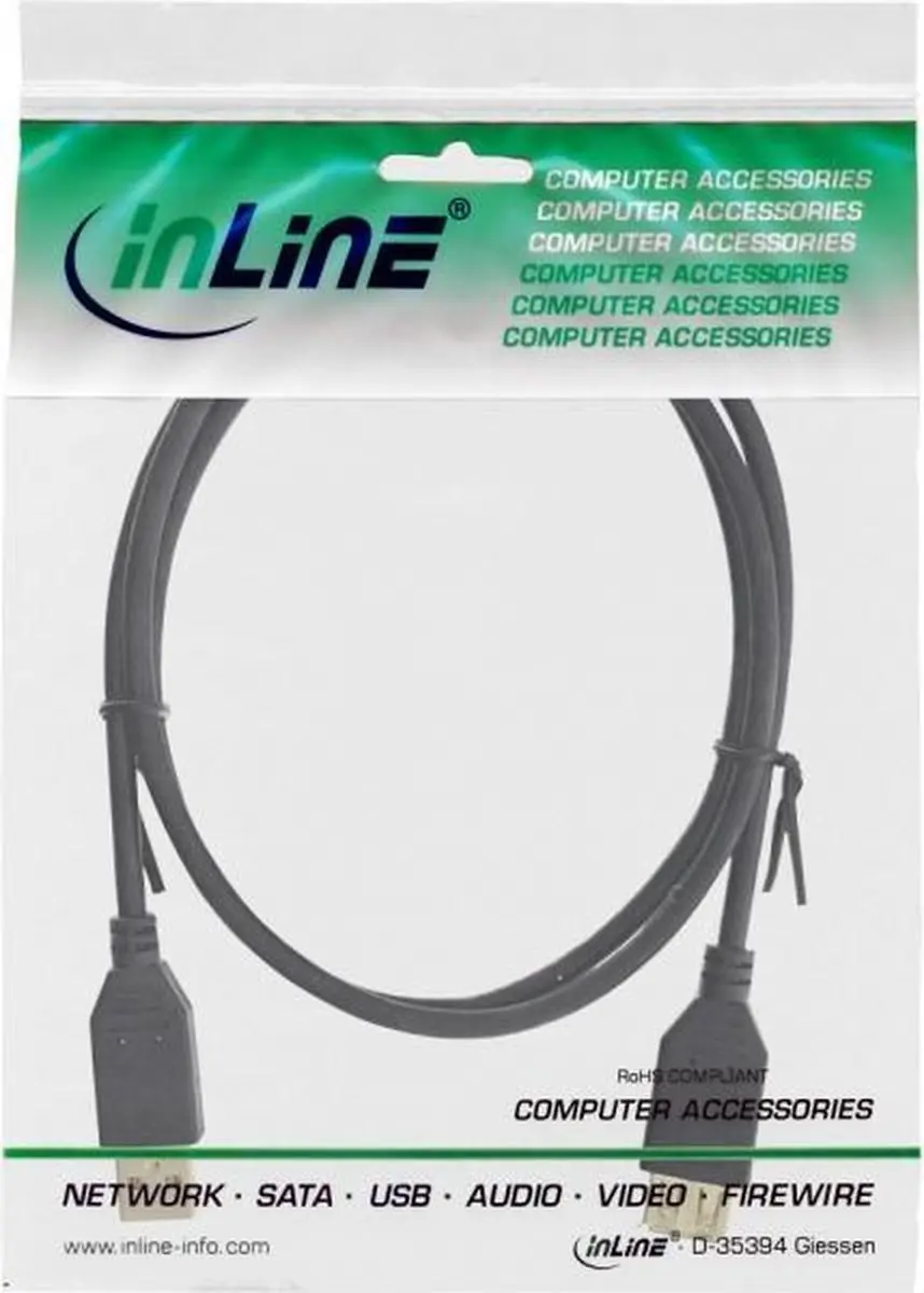 InLine USB Verlengkabel USB2.0 5m - Zwart