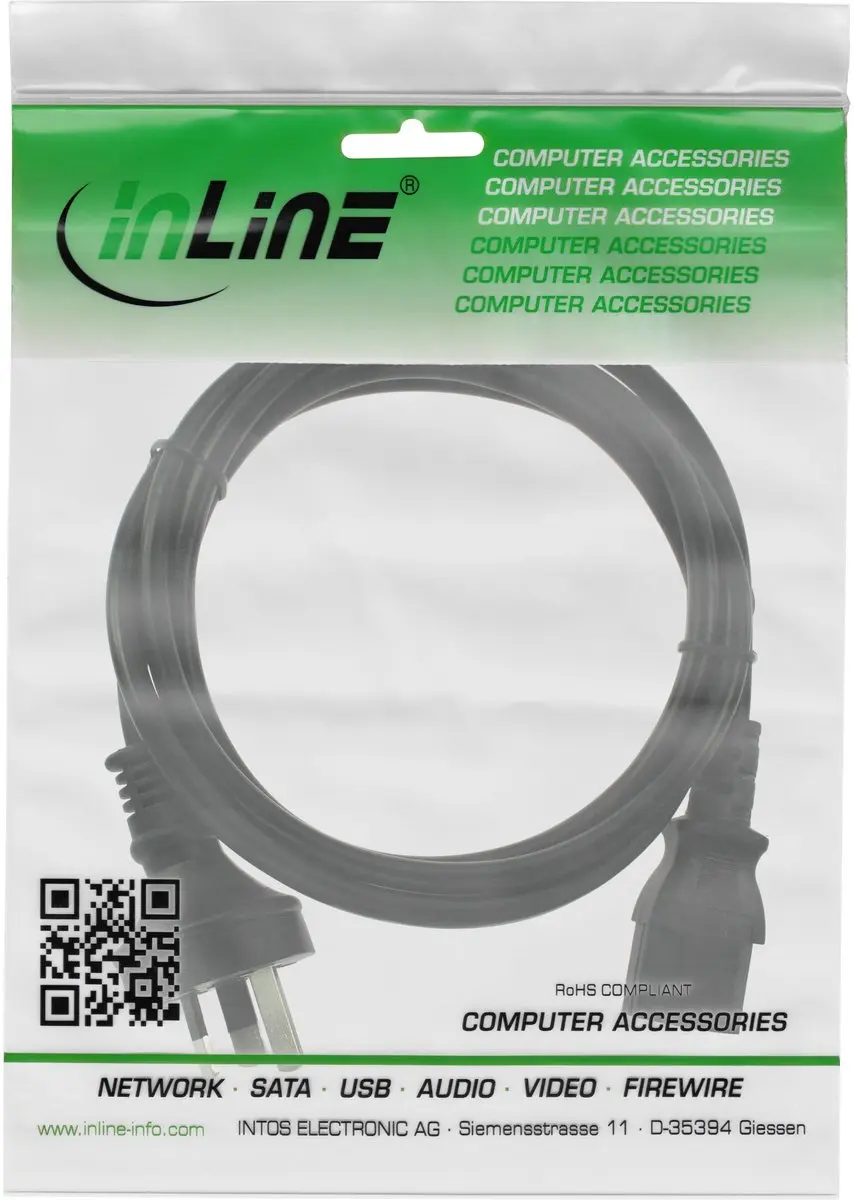 InLine Australië Stroomkabel C13 - 1,8m - Zwart