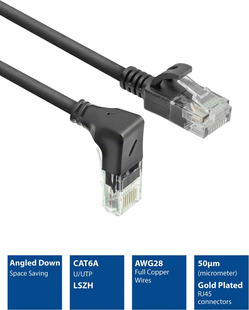 ACT DC3900 Patchkabel CAT6A U/UTP 0,5m - Zwart