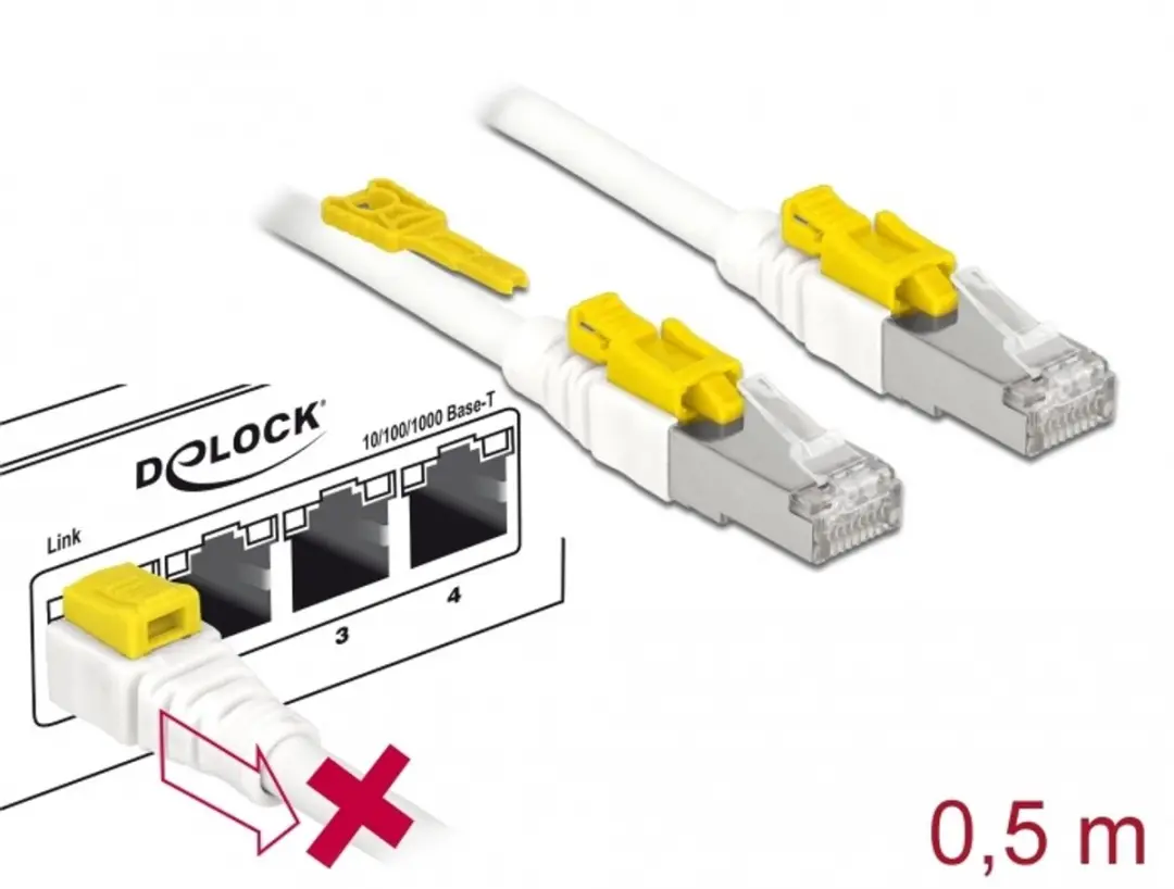 Delock RJ45 Secure Cat.6A Kabel 0,5m